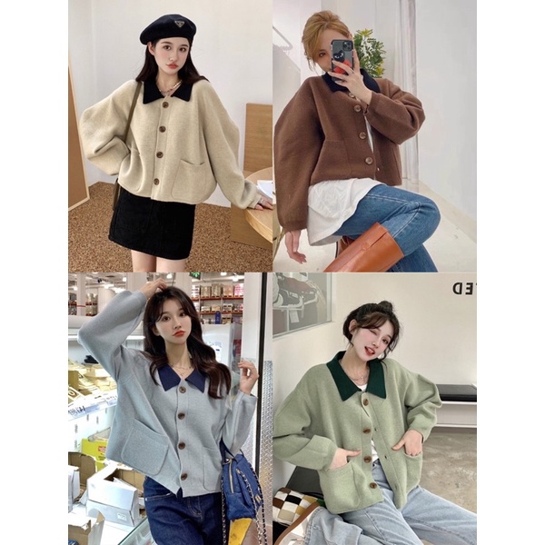 CHERISH (พร้อมส่ง) F22 เสื้อคลุม แขนยาว คอกลม คอปก กระดุมหน้า คลุมหนาว ผ้าหนามาก นุ่มด้วย คุณภาพดี