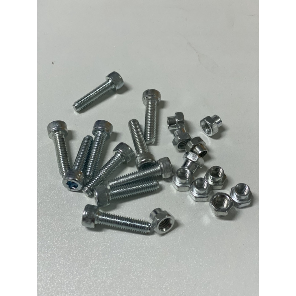 ฺBolt & Nut M6 for metal joint, น๊อตตัวผู้ตัวเมียสำหรับข้อต่อ น๊อตสำหรับข้อต่อ bolt & nut M6x25 (10ชุด/แพ็ค)
