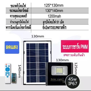 โคมไฟพลังงานแสงอาทิตย์ 45W ไฟโซล่าเซล หลอดไฟโซล่าเซล โซล่าเซลล์ ไฟหัวเสาโซล่า สปอตไลท์โซล่า ไฟหัวเสาled โคมไฟหัวเสา sola