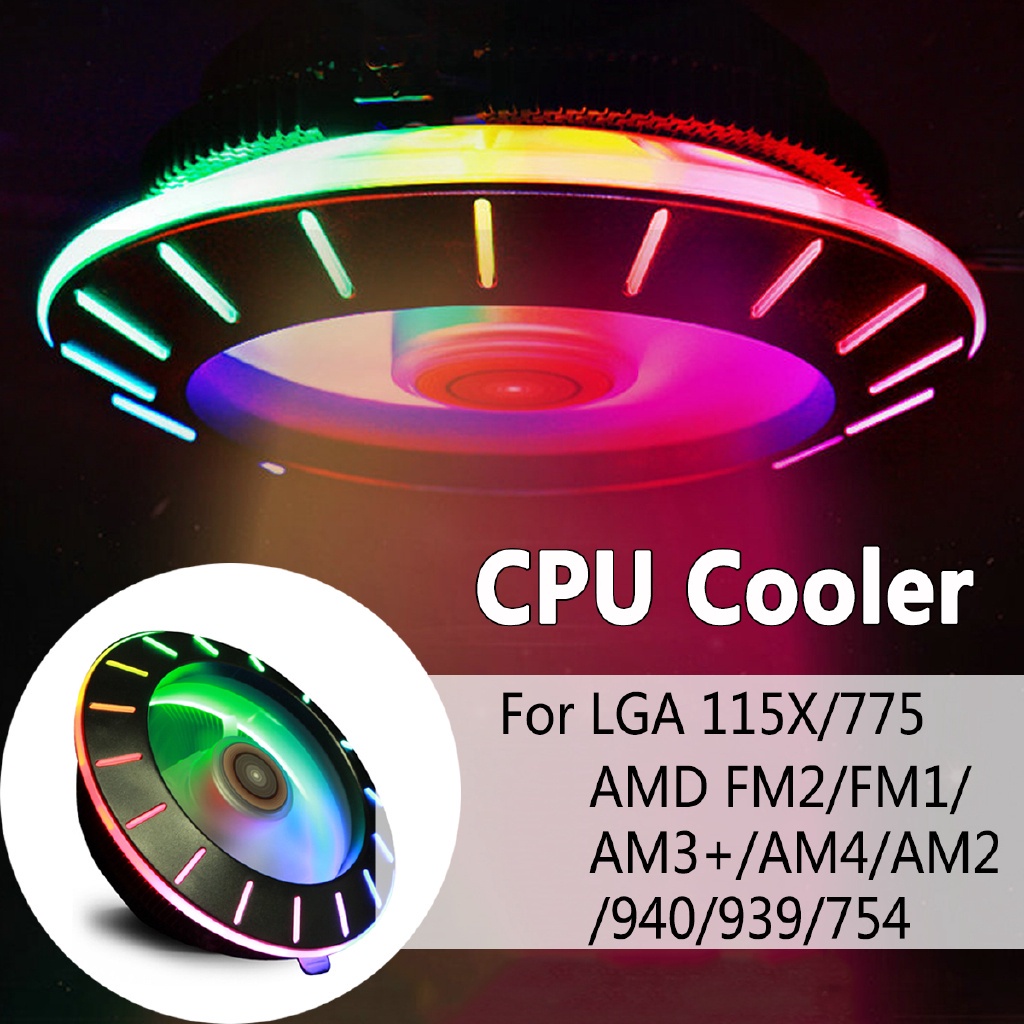 Rgb CPU Cooler RGB พัดลมระบายความร ้ อน Universal Quiet Cooler พัดลมฮีทซิงค ์ สําหรับ LGA 115X/775 AMD FM2/FM1/AM3 + /AM4AM2/940/939754