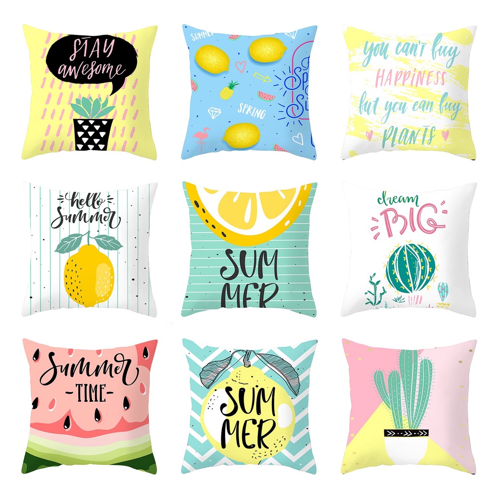 ปลอกหมอนอิง Pillow case พิมพ์ลายน่ารัก พร้อมซิป ขนาด18นิ้ว