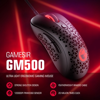 Gamesir GM500 เมาส์เกมมิ่ง มีสาย น้ําหนักเบา 12000 DPI แกะสลักกลวง