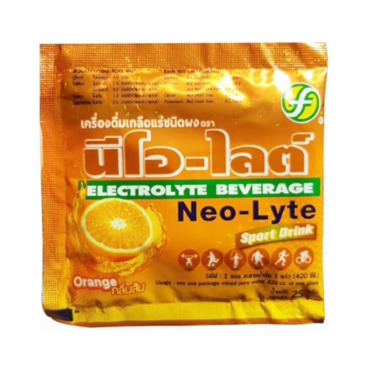 Neo-Lyte Neolyte นีโอไลต์ เกลือแร่ รสส้ม สำหรับออกกำลังกาย อ่อนเพลีย เสียเหงื่อ ขนาด 25 กรัม จำนวน 1