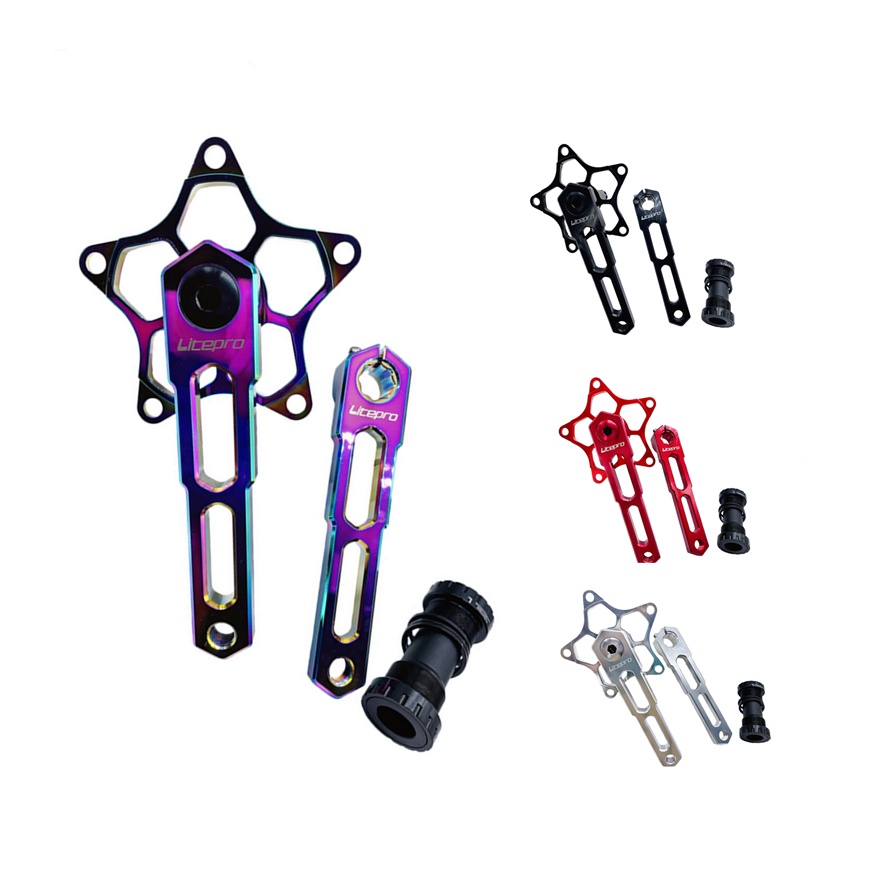 Litepro 5 กรงเล็บรวม Hollow Crank จักรยานพับอลูมิเนียม 170 มม. 130BCD Crankset