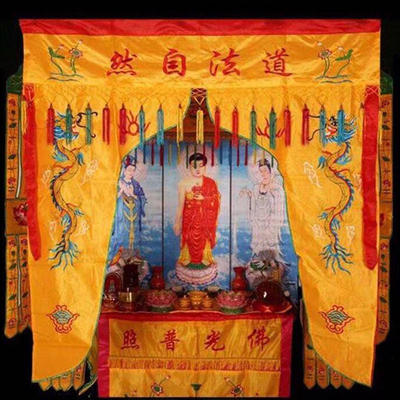 ☏♝﹍Longmen เต็นท์พุทธ 1-4 เมตรตามคำขอของพระพุทธเจ้า อุโบสถ พระพุทธรูปส่องแสง พุทธ ผ้าคลุมไหล่ ธงพระพุทธรูป