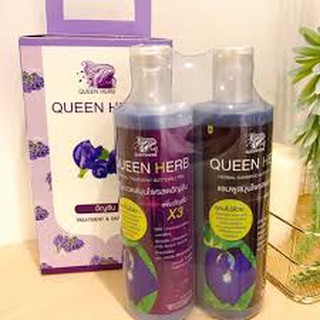 ❗️สูตรใหม่ คูณ 3 ❗️Queen Herb ควีน เฮิร์บ ชุดแชมพูสมุนไพร แชมพูอัญชัน &amp; ทรีทเมนท์อัญชัน เร่งผมยาว 400ml(แพ็คเก็จใหม่)