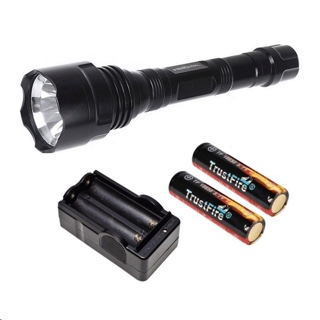 TrustFire ไฟฉาย T1 1600LM Cree XM-L T6 + ที่ชาร์ตถ่าน + ถ่านชาร์ต 2 ก้อน