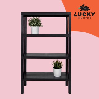 LUCKY HOME ชั้นวางพลาสติกลายไม้ 4 ชั้น หน้ากว้าง 60 cm สูง 100 cm AE-30604