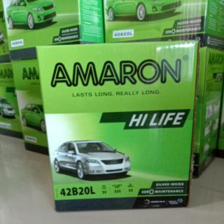 แบตเตอรี่รถยนต์ Amaron42B20L รับประกัน2ปี ขนาดยาว20 กว้าง17.5สุง23เซนติเมตร