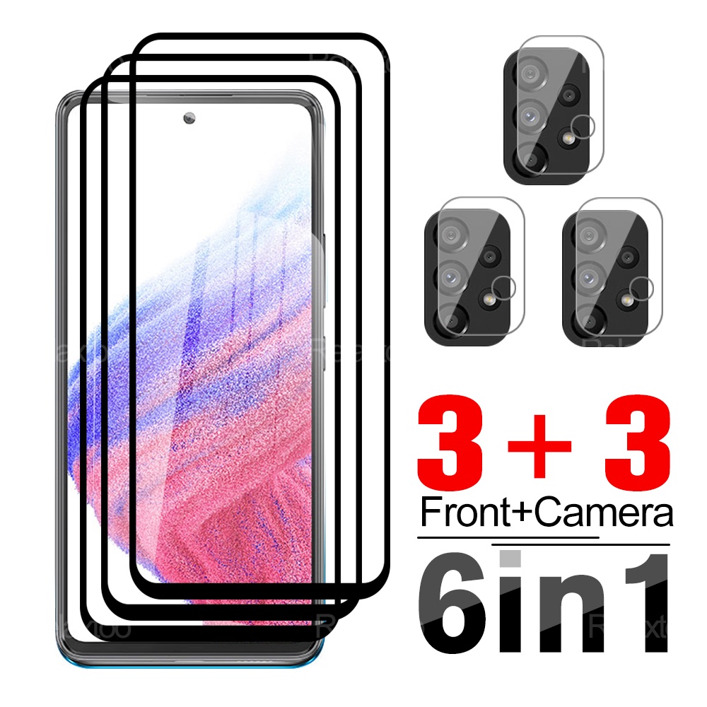 6in1 Camera Protector Glass For Samsung Galaxy A03s A13 A23 A33 A53 A73 Screen Tempered Glass Sumsun