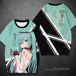 เสื้อยืดแขนสั้น พิมพ์ลายการ์ตูน Hatsune Miku แฟชั่นฤดูร้อน สไตล์ญี่ปุ่น สําหรับผู้ชาย 2022