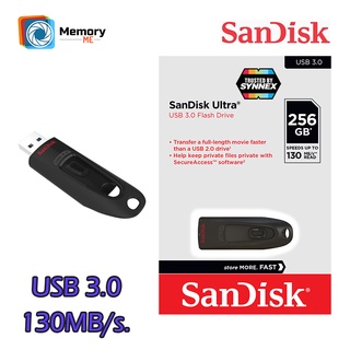 SANDISK แฟลชไดร์ฟ Flash drive 256GB ULTRA USB 3.0 เร็วขึ้น 10 เท่า อ่าน 130MB/s (SDCZ48_256G_U46) แฟรชไดร์ฟ ของแท้