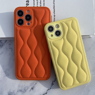 เคสโทรศัพท์มือถือ ผ้านิ่ม น้ําหนักเบา ลายคลื่น 3D สีส้ม เหลือง สําหรับ iPhone 14Promax 14Pro 14 11 12promax 12 13 13Pro 13promax 11promax xs xr xsmax 12pro 11pro