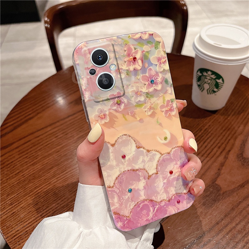 New เคสโทรศัพท์ OPPO Reno8 Z 5G Reno 8 Pro Reno7 Pro 5G Reno7Z Reno6 Pro Reno6Z Reno5 Pro Fashion TPU Silicone Painting Flowers Soft Case Camera Lens Protection Cover เคส oppoรีโน่8z5g รีโน่7z
