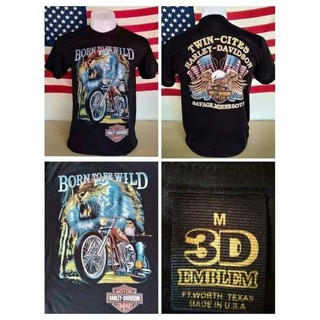 เสื้อยืดสีดำ​ harley​ Davidson​ 50/50