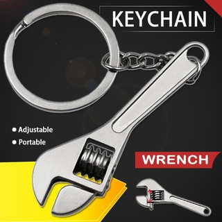 Mini Portable Outdoor Tool Silver Wrench Spanner Key Chain Ring Keyring Metal Keychain Adjustable Car-styling