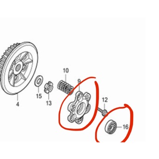 ชุดแผ่นยกคลัทช์พร้อมลูกปืนแท้  Honda Wave125 แท้ศูนย์