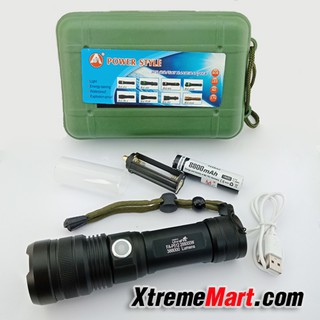 ชุดไฟฉายซูม Ultrafire P512 หลอด T9 4 Chip 1800LM แสงขาว 5 โหมด USB rechargeable zoom flashlight