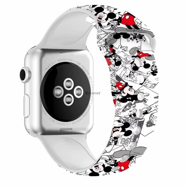 สายนาฬิกาข้อมือซิลิโคนลายการ์ตูนมิกกี้เมาส์สําหรับ apple watch ขนสด42/44mm สินค้าพร้อมส่ง