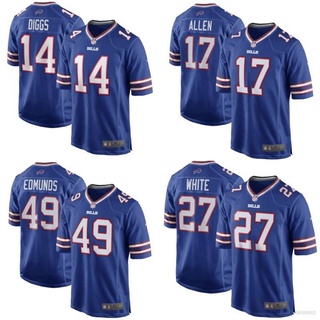 เสื้อกีฬาแขนสั้น ลายทีมชาติฟุตบอล Buffalo Bills NFL Allen Edmunds ชุดเหย้า สีฟ้า สําหรับผู้ชาย และผู้หญิง