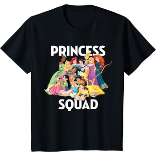 คอลูกเรือเสื้อยืดลําลอง แขนสั้น พิมพ์ลาย Disney Princess Squad Group สไตล์เกาหลี คุณภาพสูงS-5XL