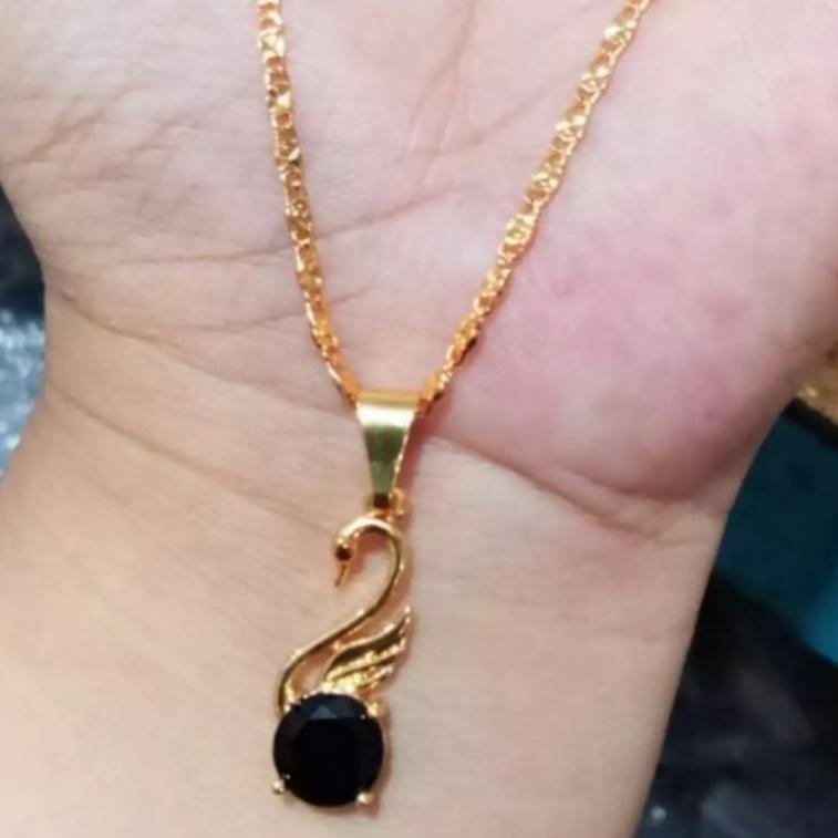 H28u ชุดสร้อยคอจี้หงส์ motif 18k เครื่องประดับผู้หญิงไทเทเนียม