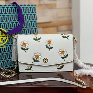 Tory Burch Mini Robinson Daisy Leather Shoulder Bag