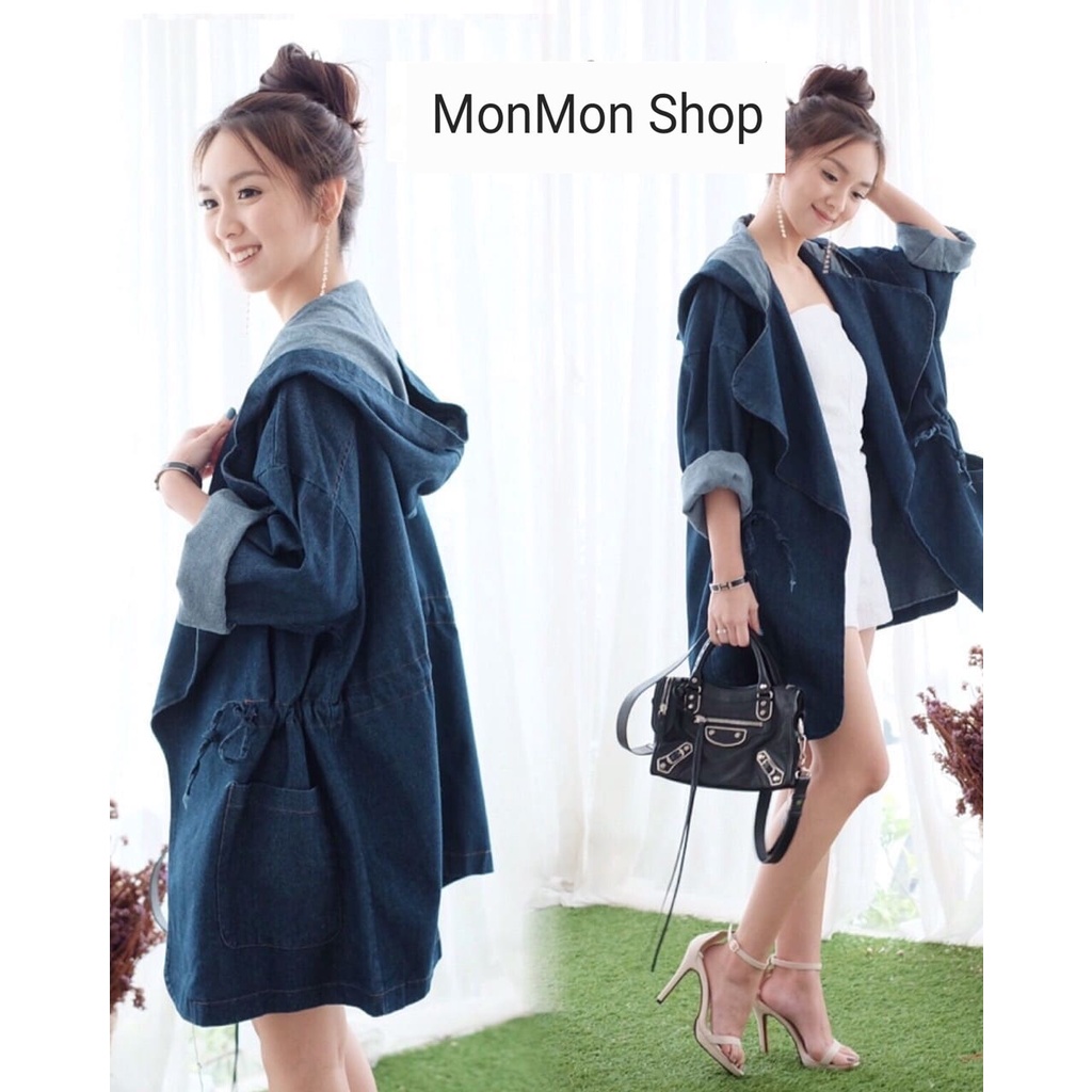 MONMON SHOP 😀MON5614 🧸Denim Trench Suit🧸 พร้อมส่ง งานสวย ใส่ปัง กับเสื้อคลุมยีนส์งานดีไซน์ ขนาดพอดีต