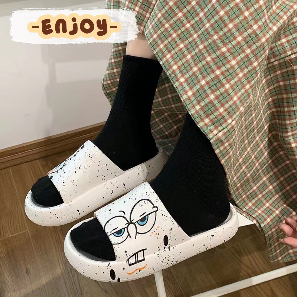 EnJoy พร้อมส่ง (LT-OIO) รองเท้าแตะสวม พื้นนิ่มลายการ์ตูน สปองบอบ น่ารักมาก