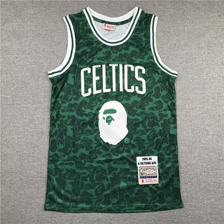 เสื้อกีฬาแขนกุด ลายทีม NBA Jersey Boston Celtics x BAPE No.93 สีเขียว พลัสไซซ์