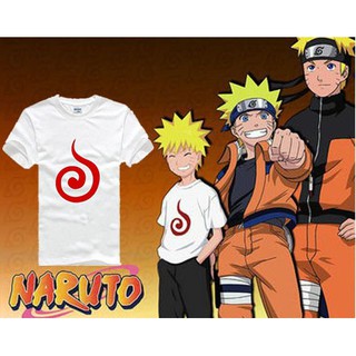 🔥เสื้อยืดแขนสั้นนารูโตะตอนเด็กลายลูกไฟสีขาว (Naruto)⚔