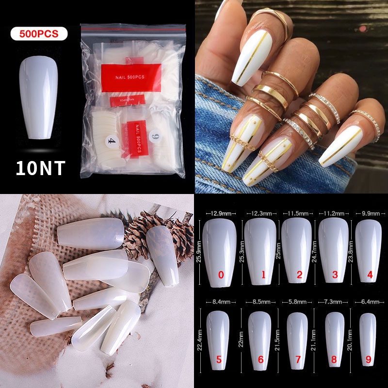 เล็บปลอม เล็บ PVC หลากหลายทรง อัลมอนด์ยาว มาใหม่! คอฟฟิน บัลเล่ต์ เหลี่ยม เท้า มี 2 สี ขุ่น/ใส 500 ชิ้น พร้อมส่งจากไทย รูปที่ 5