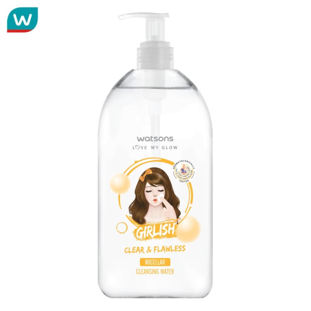 Watsons วัตสัน เกิร์ลลิช เคลียร์ แอนด์ ฟลอเลส ไมเซล่า คลีนซิ่ง วอเตอร์ 485มล