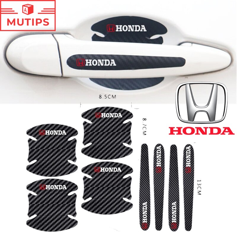4/8 PCS คาร์บอนไฟเบอร์รถประตูชามจับสติกเกอร์สำหรับ Honda civic 11th gen 10th HRV 2022 Jazz gk Stream