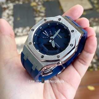 G-Shock GA-2110ET Custom AP Style Silver Blue Rubber Strap Gen3