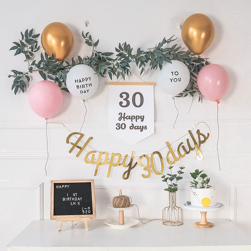 man yue yan Arrangement30Day Anniversary Background Wall Baby Children's  Party Birthday Decoration Scene Layout Balloon | Shopee Thailand