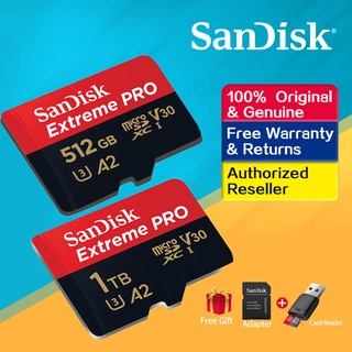 การ์ดหน่วยความจํา Micro SDXC 512GB 1TB UHS-1 การ์ด TF A2 4K U3 V30 C10 ความเร็วสูง ของแท้ 100%