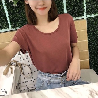 เสื้อยืด รุ่นฮิต ผ้านุ่มใส่สบาย ฟรีไซต์ สีส้มอิฐใส่แล้วน่ารักมาก