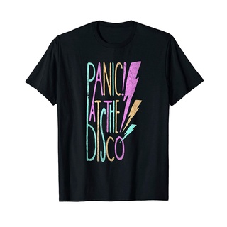 แขนสั้นcrew neckPanic! เสื้อยืด พิมพ์ลาย At The Disco-Lightning สไตล์วินเทจ สําหรับผู้ชายS-XXXXL