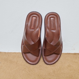 himm รองเท้าแตะผู้ชาย รุ่น MARCO สี Whiskey Brown หนังแท้100%