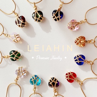 LEIAHIN สร้อยคอชุบทอง 18k จี้รูปหัวใจสีชมพูพร้อมจี้เพทายเครื่องประดับแฟชั่น สามารถใส่ตอนอาบน้ำได้