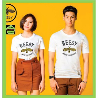Beesy เสื้อคอกลม  ชาย หญิง รุ่น freewayสีขาว