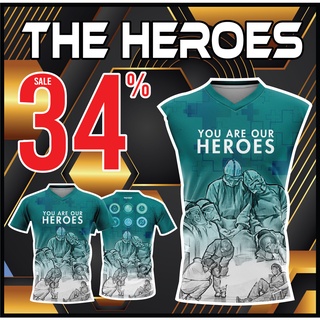 🌈โค้ดSENSEIOMGลด15%🌈เสื้อแขนสั้นพิมพ์ลาย(หน้า-หลัง) SENSEI ลายHEROES4