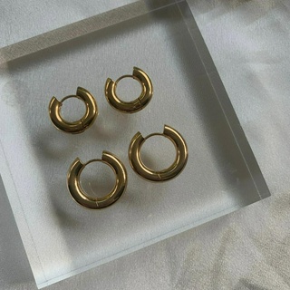 (หนา5mm) basic stainless hoops ต่างหูห่วงสเตนเลส