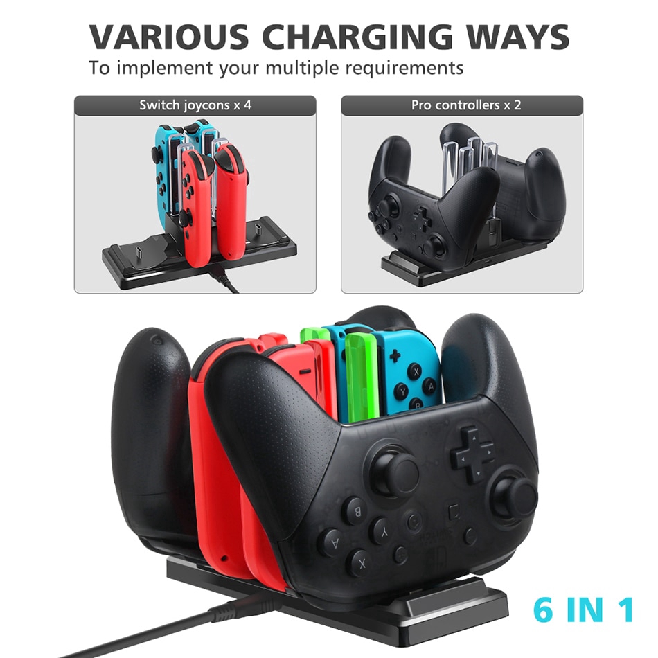 Protable Controller Charger Dock สําหรับ Nintendo SWITCH รองรับ 4 Joy-con & 2 Pro Controller Stand C