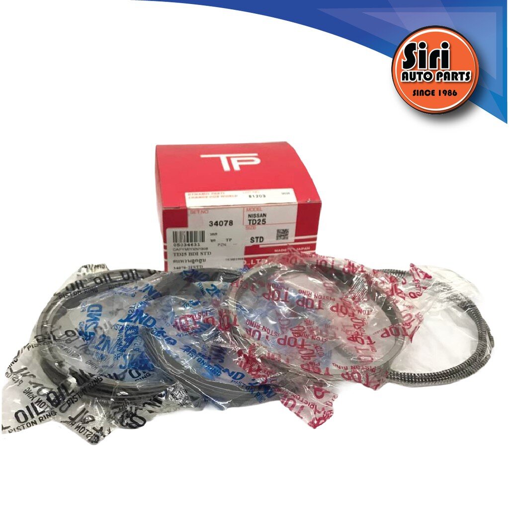 แหวนลูกสูบ Nissan TD25 BDI นิสสัน ทีดี25 บีดีไอ เบอร์ 34078 ยี่ห้อ TP ยกเซต