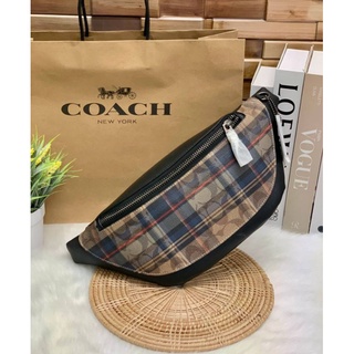 COACH WARREN BELT BAG IN SIGNATURE WITH PLAID PRINT ใบใหญ่คะ!  ((83001))