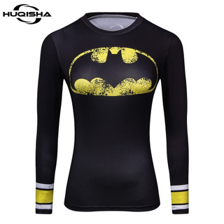 ใหม่เสื้อยืดลําลองสําหรับสตรีแขนยาวลายการ์ตูน Superhero Batman 3D