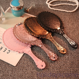 [Hclm] กระจกแต่งหน้า ด้ามจับยาว ลายดอกไม้ สไตล์เรโทร ขนาดพกพา สําหรับบ้าน ร้านเสริมสวย ปาร์ตี้ เดินทาง