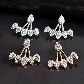 เดรสสุภาพสตรี Chic Waterdrop ด้านหน้าด้านหลัง Ear Jacket Piercing Stud Earrings